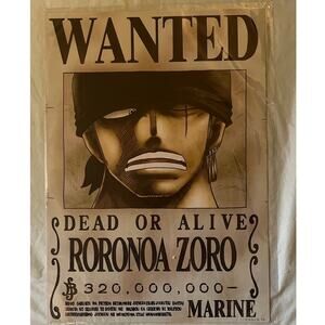One Piece Wallcovering Poster WANTED Dead or Alive RORONA ZORO - Made in Japan
